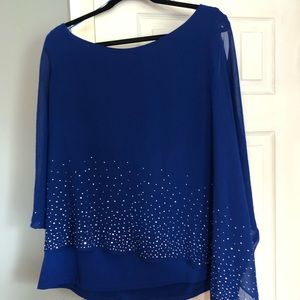 Rod and Allie rhinestone cold shoulder blouse